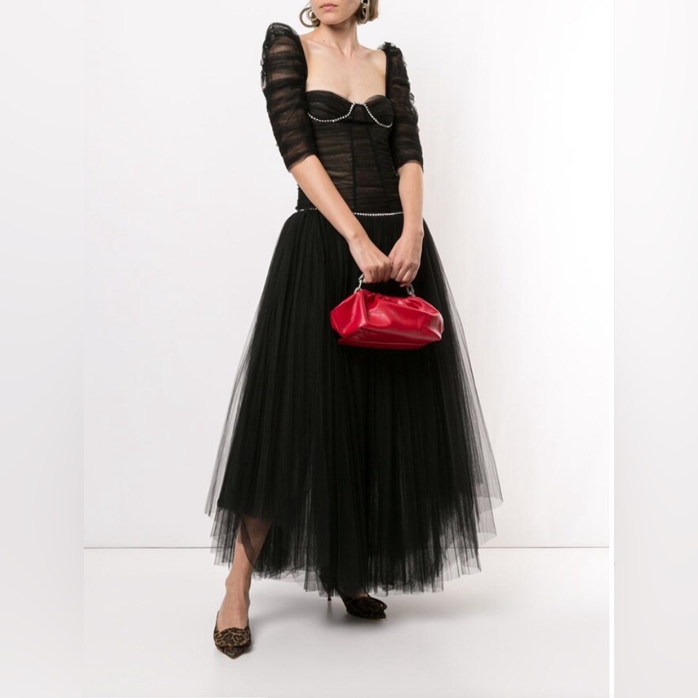KHAITE Desi Tulle Dress w/ Crystal Trim